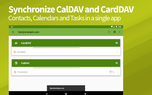 DAVx⁵ - Captura de pantalla del cliente CalDAV / CardDAV