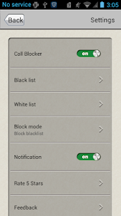 Captura de pantalla del bloqueador de llamadas