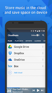 CloudBeats: captura de pantalla del reproductor de música en la nube y sin conexión