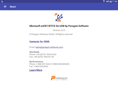 ExFAT / NTFS para USB por Paragon Software Captura de pantalla