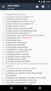 Captura de pantalla del editor BuildProp