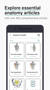 Enséñame anatomía: captura de pantalla de cuestionarios clínicos y del cuerpo humano en 3D