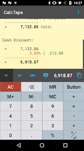Calculadora CalcTape con captura de pantalla de cinta