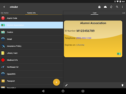 eWallet - Captura de pantalla del administrador de contraseñas